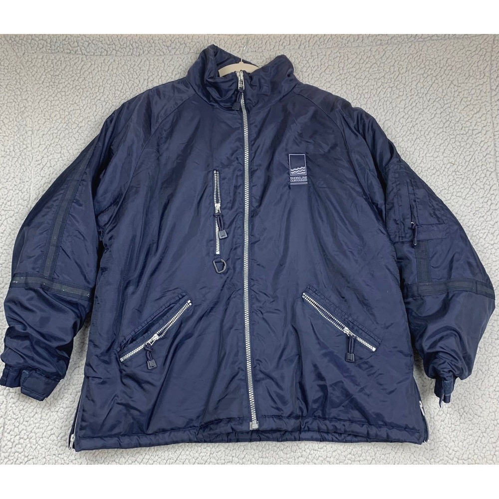Tri-Mountain Jacket Mens XL Navy Blue Insulated Full Zip Nylon Utility